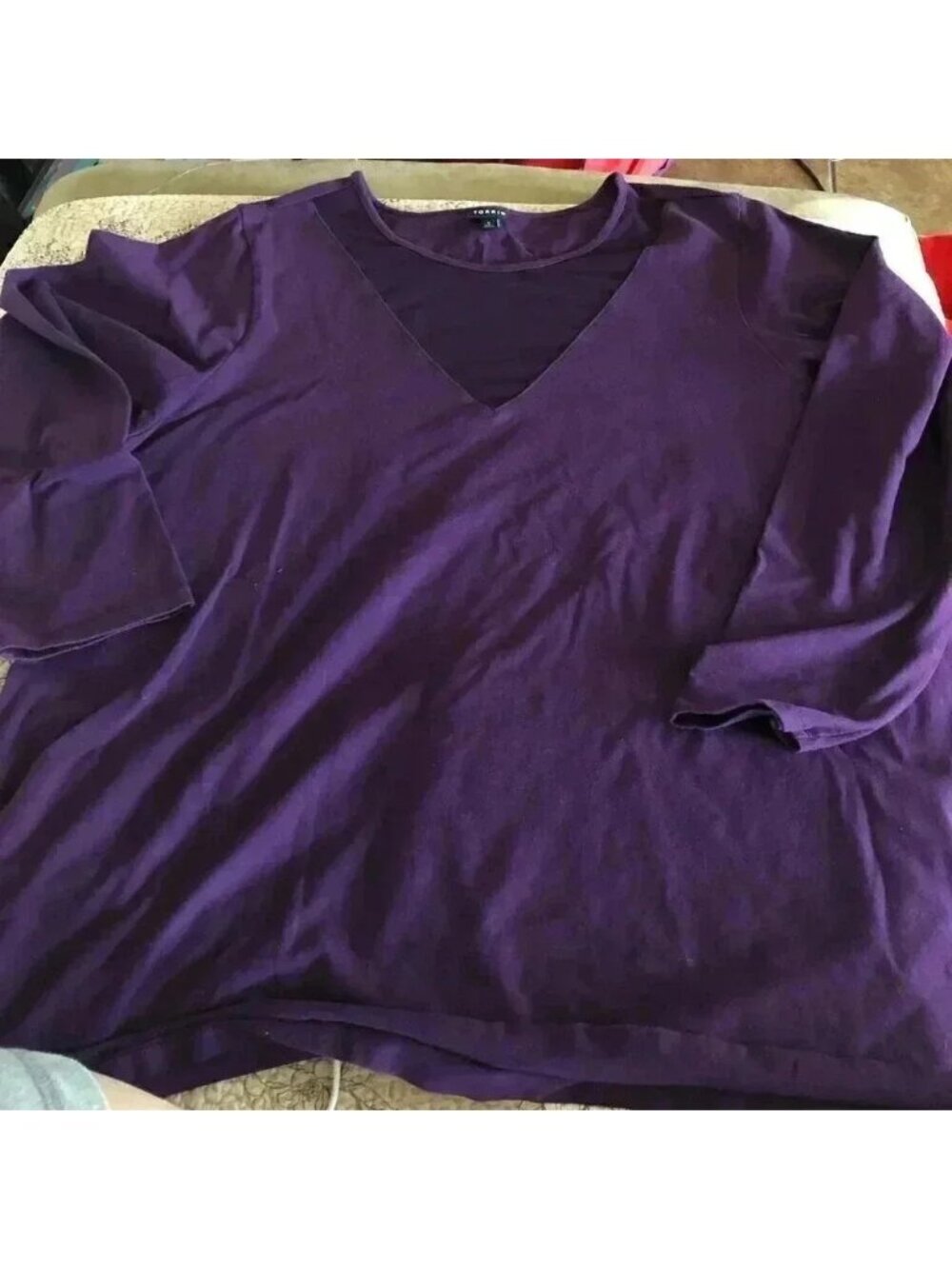 Purple Long Sleeved Top/Tunic  With Sheer V Torrid Size S